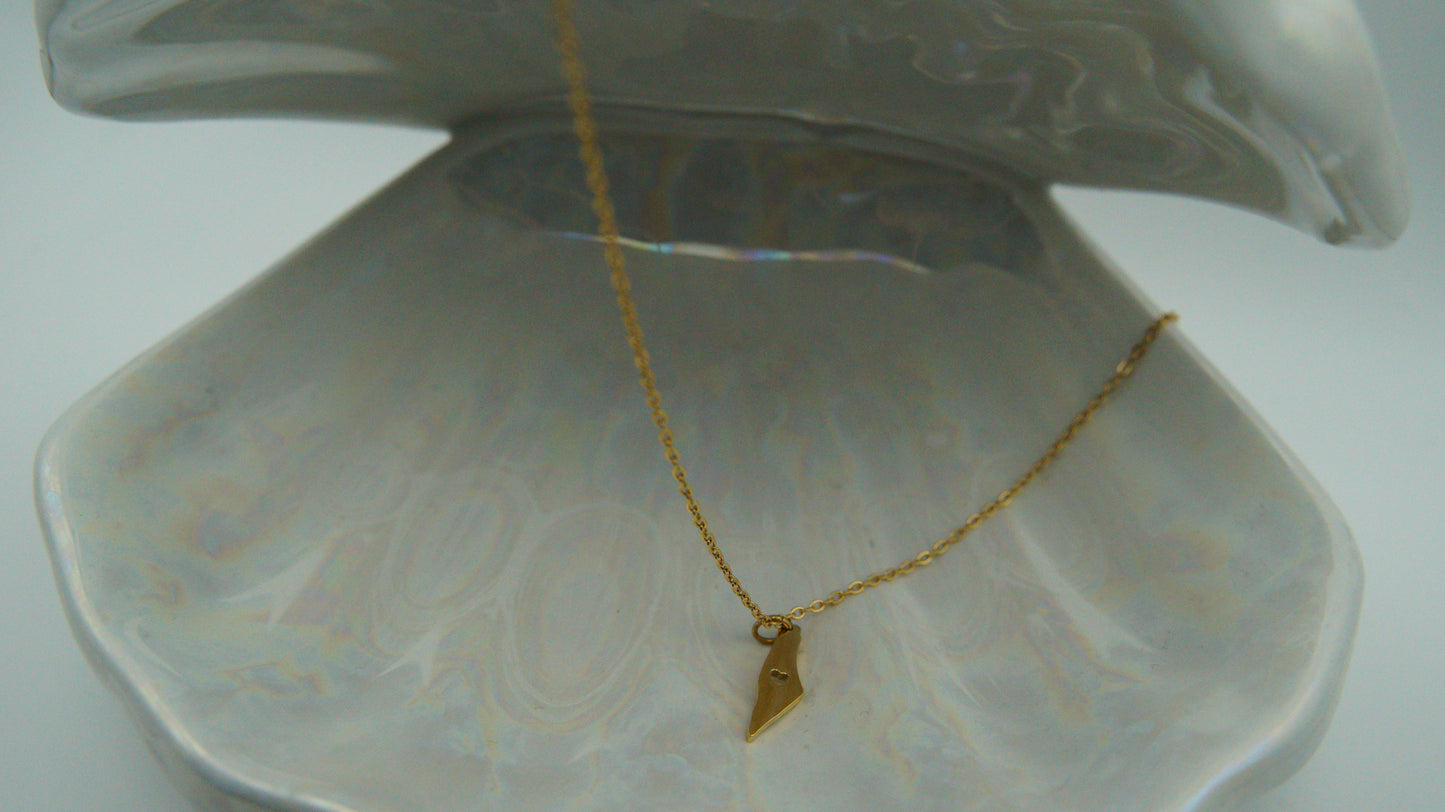 Palastine Heart Map Necklace