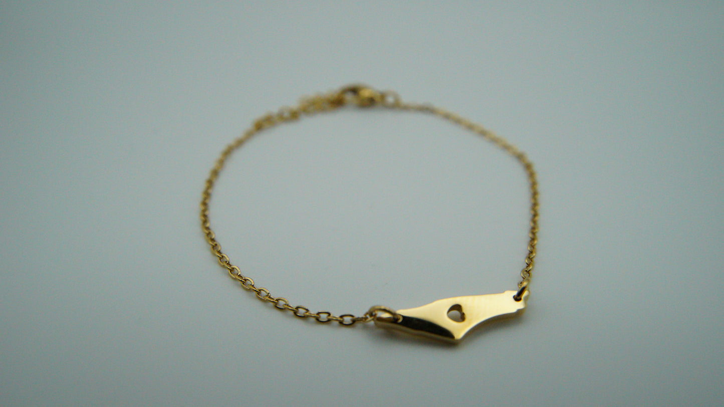 Palestine Heart Map Bracelet