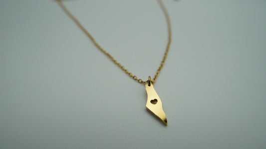 Palastine Heart Map Necklace