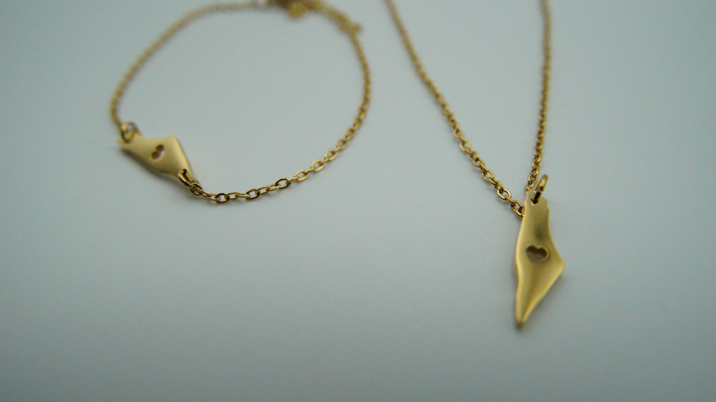 Palestine Heart Map Bracelet