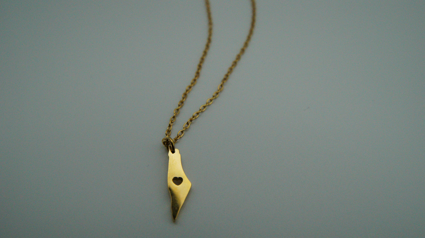 Palastine Heart Map Necklace